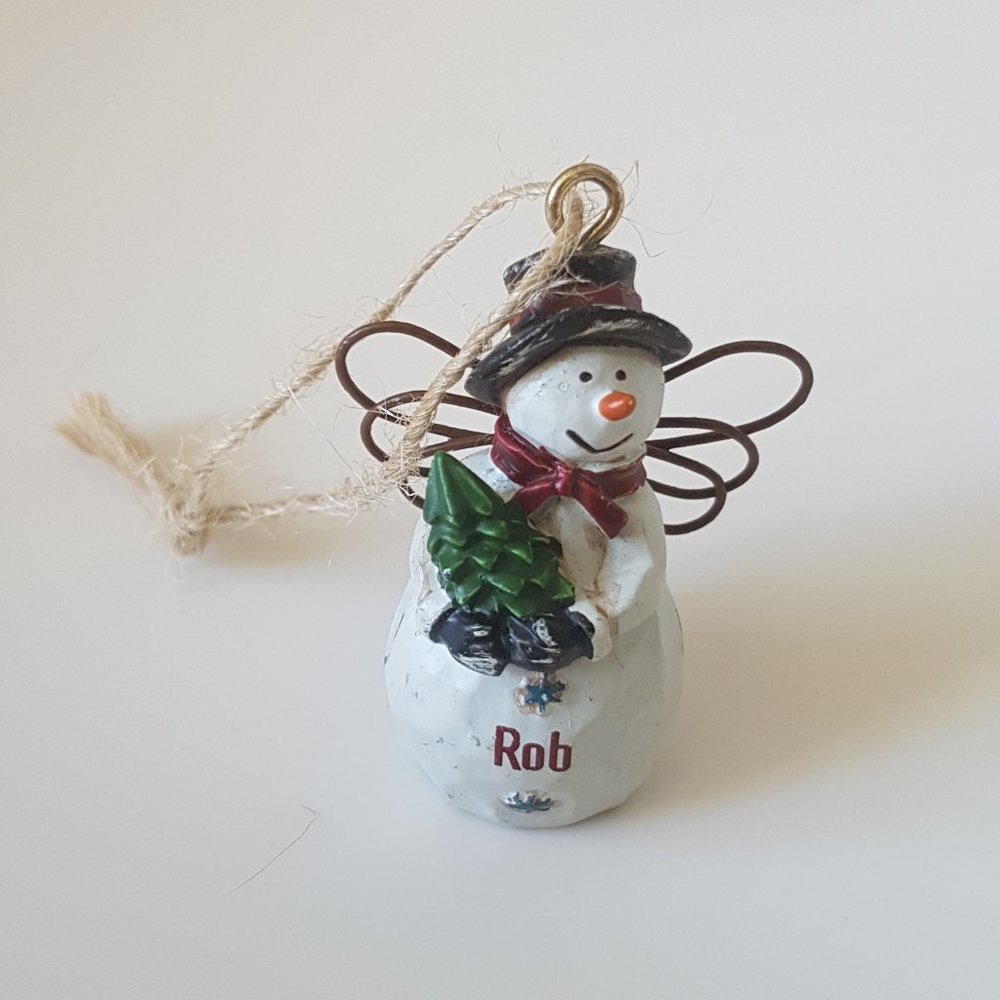 Little "Rob" Snowman Angel Ornament